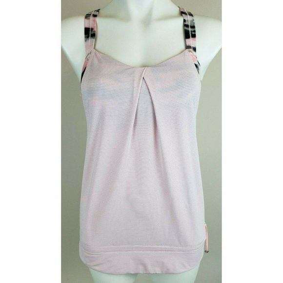 LuluLemon Pink Gray Bra Racerback Tank Top 6 EUC - Picture 1 of 5